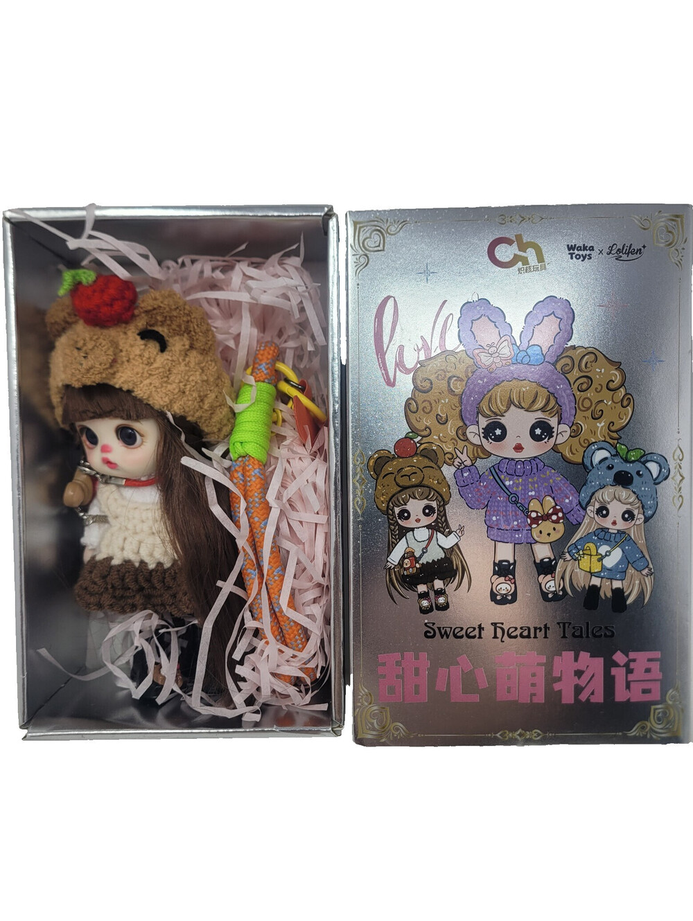 Waka Toys Lolifen Sweet Heart Tales Bear Hat Doll BJD Jointed Bag Charm Pendant